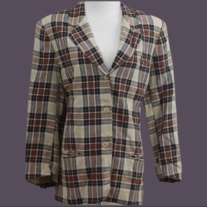 Rafaella Brown/Cream Checkered Blazer